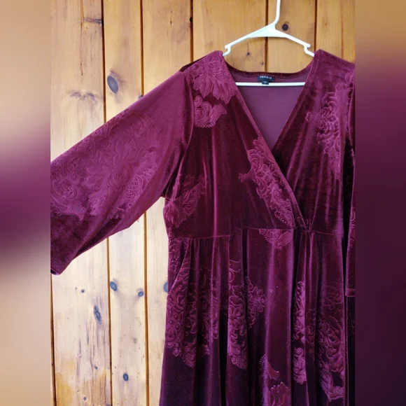 Burgundy Velvet Torrid Dress - Picture 2 of 3